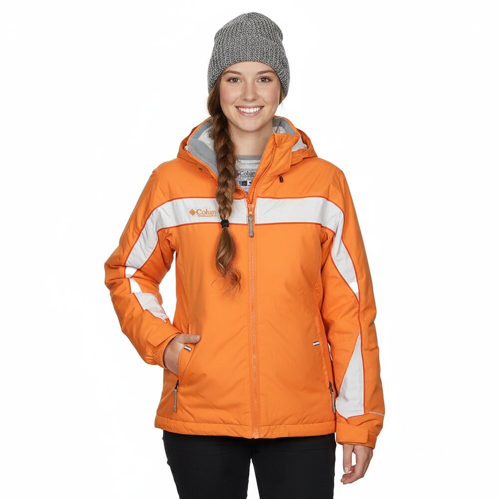 Columbia Women’s 3-in-1 Interchange Ski Jacket Orange White Winter Coat Outdoors